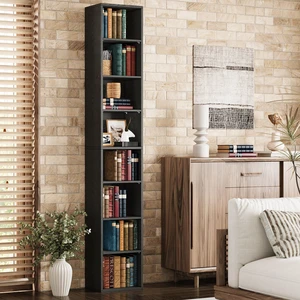 Tall Narrow Bookshelf 8 Tiers, Compact Corner Bookcase, Floor Standing Display Storage Shelves 71 in Tall, Easy to Match for Living Room, Office, Study, Bedroom Tall Narrow Bookshelf 8 Tiers, Compact Corner Bookcase, Floor Standing Display Storage Shelves 71 in Tall, Easy to Match for Living Room, Office, Study, Bedroom