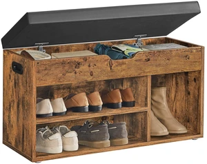 Storage Bench with Cushion, Shoe Bench,11.8 x 31.5 x 17.3 Inches | Padded Seat, Hidden Storage, Hold up to300 lb, Entryway, Rustic Brown and Ink Black, CUSTOS Collection ULHS30BX Storage Bench with Cushion, Shoe Bench,11.8 x 31.5 x 17.3 Inches | Padded Seat, Hidden Storage, Hold up to300 lb, Entryway, Rustic Brown and Ink Black, CUSTOS Collection ULHS30BX