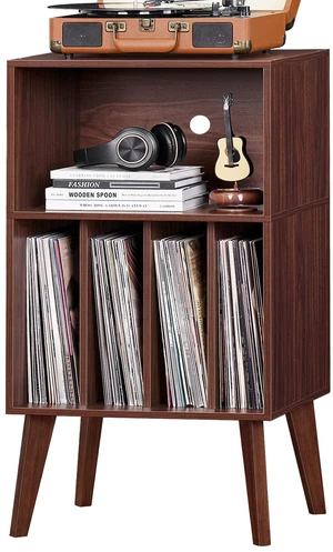 Record Player Stand, Walnut Turntable Stand Holds up to 160 Albums | Mid-Century Vinyl Storage Cabinet Table,Solid Wood Legs, Record Player Holder Dispaly Shelf for Bedroom Living Room Record Player Stand, Walnut Turntable Stand Holds up to 160 Albums | Mid-Century Vinyl Storage Cabinet Table,Solid Wood Legs, Record Player Holder Dispaly Shelf for Bedroom Living Room