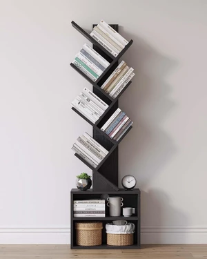 6 Tier Tree Bookshelf, Tall Small Bookcase with Storage Cabinet | Modern Narrow Bookshelves Organizer, Floor Standing Book Case Shelf for Bedroom Living Room Home Office Corner, Black 6 Tier Tree Bookshelf, Tall Small Bookcase with Storage Cabinet | Modern Narrow Bookshelves Organizer, Floor Standing Book Case Shelf for Bedroom Living Room Home Office Corner, Black