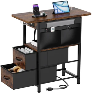 Small Side Table with Charging Station, Narrow Nightstand Bedside Tables with Storage Pocket for Living Room Bedroom, Sofa End Table with USB Ports and Power Outlets for Small Spaces Small Side Table with Charging Station, Narrow Nightstand Bedside Tables with Storage Pocket for Living Room Bedroom, Sofa End Table with USB Ports and Power Outlets for Small Spaces