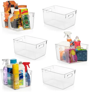 Clear Plastic Storage Bins, Pantry & Cabinet Organizer, 6 Pack | Clear plastic storage bins for pantry, cabinet, kitchen, laundry, office, closet, garage, and freezer organization Clear Plastic Storage Bins, Pantry & Cabinet Organizer, 6 Pack | Clear plastic storage bins for pantry, cabinet, kitchen, laundry, office, closet, garage, and freezer organization
