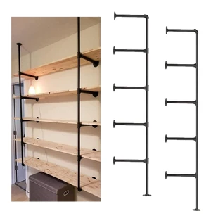 Industrial Wall Mount Iron Pipe Shelf Shelves Shelving Bracket Black Vintage Retro Ceiling Hung Shelf DIY Open Bookshelf Storage for offcie Room Kitchen (2PcsX5Tier,68" Tall,10" deep,Hardware Only) Industrial Wall Mount Iron Pipe Shelf Shelves Shelving Bracket Black Vintage Retro Ceiling Hung Shelf DIY Open Bookshelf Storage for offcie Room Kitchen (2PcsX5Tier,68" Tall,10" deep,Hardware Only)