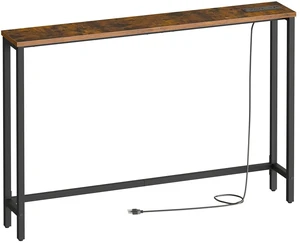 47.2" Narrow Console Table with Power Outlet, Behind Couch Table | with Charging Station, Long Sofa Side Table, Skinny Entryway Table for Living Room, Hallway, Foyer, Rustic Brown 47.2" Narrow Console Table with Power Outlet, Behind Couch Table | with Charging Station, Long Sofa Side Table, Skinny Entryway Table for Living Room, Hallway, Foyer, Rustic Brown