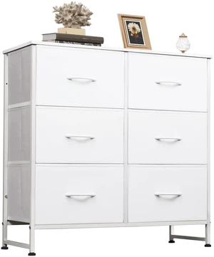Dresser for Bedroom with 6 Drawers, White | Closet Dresser, Metal Frame, Wooden Top, Fabric Dresser for Closet, Living Room, Hallway Dresser for Bedroom with 6 Drawers, White | Closet Dresser, Metal Frame, Wooden Top, Fabric Dresser for Closet, Living Room, Hallway