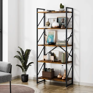 5 Tiers Bookshelf, Tall Bookshelves, Open Display Bookcase | Industrial Book Rack for Bedroom/Living Room/Home/Office, Storage Rack Shelves for Books/Movies-Rustic Brown 5 Tiers Bookshelf, Tall Bookshelves, Open Display Bookcase | Industrial Book Rack for Bedroom/Living Room/Home/Office, Storage Rack Shelves for Books/Movies-Rustic Brown