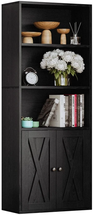 Industrial Bookshelves and Bookcases with Doors and Shelves | 11.8in Deeper engineered-wood, concealed storage, anti-tip bracket, each shelf supports up to 22 lbs, 5-Tier Storage Shelves Industrial Bookshelves and Bookcases with Doors and Shelves | 11.8in Deeper engineered-wood, concealed storage, anti-tip bracket, each shelf supports up to 22 lbs, 5-Tier Storage Shelves