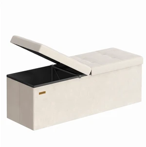 Foldable Storage Ottoman with Flipping Lid, 43.3 Inch Velvet Bench | Coffee Table, Folding Storage Bench for Bedroom, Entryway Shoe Bench, Cappuccino White, MINOTA Collection ULSF078LH01 Foldable Storage Ottoman with Flipping Lid, 43.3 Inch Velvet Bench | Coffee Table, Folding Storage Bench for Bedroom, Entryway Shoe Bench, Cappuccino White, MINOTA Collection ULSF078LH01