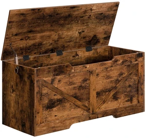 Storage Bench, 39.4 Retro Wooden Storage Chest with U-Shaped Cut-Out Pull, Safety Hinge, Supports 330 lb and Easy Assembly for Toy Box Organizer (Rustic Brown) BF771CW01G1 Storage Bench, 39.4 Retro Wooden Storage Chest with U-Shaped Cut-Out Pull, Safety Hinge, Supports 330 lb and Easy Assembly for Toy Box Organizer (Rustic Brown) BF771CW01G1