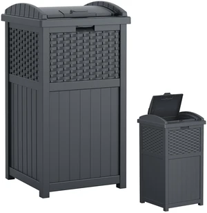 33 Gal, Wicker Hideaway Trash Can, Secure Lid, Cyberspace Gray 33 Gal, Wicker Hideaway Trash Can, Secure Lid, Cyberspace Gray