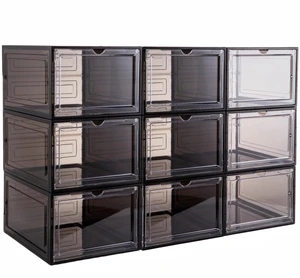 Clear Shoe Storage Boxes Stackable Shoe Organizer,Black,9Pack | Shoe Box for Entryway Closet,Drop Front Shoe Box X-Large,Thicken & Sturdy Plastic,Magnetic Door,Easy Assembly Shoe Cabinet Clear Shoe Storage Boxes Stackable Shoe Organizer,Black,9Pack | Shoe Box for Entryway Closet,Drop Front Shoe Box X-Large,Thicken & Sturdy Plastic,Magnetic Door,Easy Assembly Shoe Cabinet