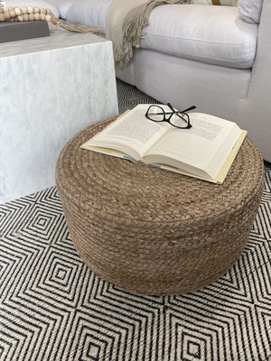 Pouf Ottoman 100% Jute Braided Pouffe (20"x20"x10") | Hand Knitted Traditional Cord Boho Ottoman for Living Room, Bedroom, Nursery, Patio & Lounge: Natural Pouf Ottoman 100% Jute Braided Pouffe (20"x20"x10") | Hand Knitted Traditional Cord Boho Ottoman for Living Room, Bedroom, Nursery, Patio & Lounge: Natural