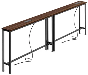 78.8 inch Narrow Behind Couch Table with Charging Stations | Power Outlet with USB-C Ports, Extra Storage Behind Sofa, Long Sofa Table Console Table for Entryway Living room, Walnut 78.8 inch Narrow Behind Couch Table with Charging Stations | Power Outlet with USB-C Ports, Extra Storage Behind Sofa, Long Sofa Table Console Table for Entryway Living room, Walnut