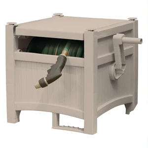 100' Garden Hose Reel Hideaway for 5/8" Vinyl Hose, Light Taupe | Retracting Storage of 100 Ft, Easylink Leak-Free Connection, Crank Handle Winding, Fully Assembled Resin Construction Design 100' Garden Hose Reel Hideaway for 5/8" Vinyl Hose, Light Taupe | Retracting Storage of 100 Ft, Easylink Leak-Free Connection, Crank Handle Winding, Fully Assembled Resin Construction Design