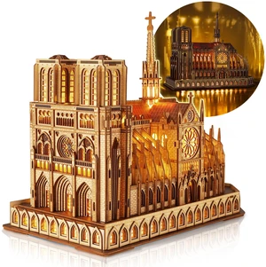 Notre Dame de Paris LED 3D Wood Puzzle Miniatures Model for Adults | 394 Pieces, Night Edition, 6-Hour DIY Building Model, Detailed Cathedral Architecture, Paris Landmark Decor & Gift Notre Dame de Paris LED 3D Wood Puzzle Miniatures Model for Adults | 394 Pieces, Night Edition, 6-Hour DIY Building Model, Detailed Cathedral Architecture, Paris Landmark Decor & Gift
