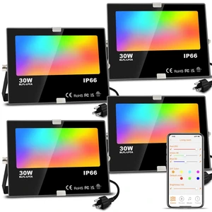 LED Flood Light Outdoor, 30W Equivalent 3000LM Smart RGB Landscape Lighting | APP Control, DIY Scenes - Timing - 5700K Daylight White -Color Changing Uplight, IP66 Waterproof US Plug (4 Pack) LED Flood Light Outdoor, 30W Equivalent 3000LM Smart RGB Landscape Lighting | APP Control, DIY Scenes - Timing - 5700K Daylight White -Color Changing Uplight, IP66 Waterproof US Plug (4 Pack)