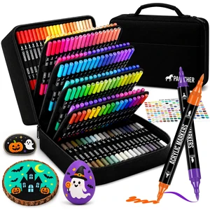 Acrylic Paint Markers, 168 Colors Dual Tip Fine & Brush Pens Set | For Rocks, Fabric, Wood, Glass & More, Perfect for DIY Crafts and Creative Art Projects with Bright, Smooth and Quick-Dry Ink Acrylic Paint Markers, 168 Colors Dual Tip Fine & Brush Pens Set | For Rocks, Fabric, Wood, Glass & More, Perfect for DIY Crafts and Creative Art Projects with Bright, Smooth and Quick-Dry Ink