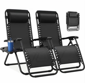 Zero Gravity Chairs Set of 2, Folding Lounge Recliner Chair | Portable Lawn Camping Recliner with Adjustable Pillow, Mesh Back, Cup Holder Trays for Pool Beach Patio, Black Zero Gravity Chairs Set of 2, Folding Lounge Recliner Chair | Portable Lawn Camping Recliner with Adjustable Pillow, Mesh Back, Cup Holder Trays for Pool Beach Patio, Black