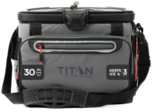 30 Can Zipperless HardBody Cooler, Keeps Ice 3 Days, Sharkskin Gray | Durable soft cooler with easy access lid, leak proof hard liner with shelf, Backsaver shoulder strap, for camping, road trips 30 Can Zipperless HardBody Cooler, Keeps Ice 3 Days, Sharkskin Gray | Durable soft cooler with easy access lid, leak proof hard liner with shelf, Backsaver shoulder strap, for camping, road trips