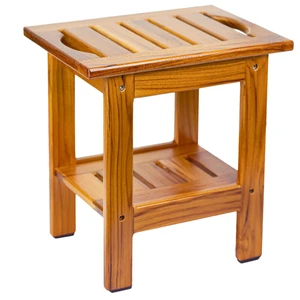 Teak Shower Stool, Compact Showers Bench, Foot Rest Shaving Legs | Foot Stools for Shave Legs, with Shelf & Handle, 2-Tier. Small Wooden Bath Seat with Non-Slip Feet for Bathroom, Bathtub Teak Shower Stool, Compact Showers Bench, Foot Rest Shaving Legs | Foot Stools for Shave Legs, with Shelf & Handle, 2-Tier. Small Wooden Bath Seat with Non-Slip Feet for Bathroom, Bathtub