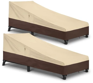 Waterproof Lounge Chair Covers, 80"L x 32"W x 25"H, Beige and Brown | Heavy Duty Patio Chaise Lounge Covers for Outdoor Furniture, Protect Your Pool Chairs in Winter Waterproof Lounge Chair Covers, 80"L x 32"W x 25"H, Beige and Brown | Heavy Duty Patio Chaise Lounge Covers for Outdoor Furniture, Protect Your Pool Chairs in Winter