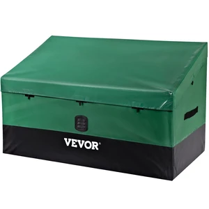 Outdoor Storage Box, 150 Gallon Waterproof PE Tarpaulin Deck Box w/Galvanized Frame, All-Weather Protection & Portable, for Camping, Garden, Poolside, and Yard, Black & Green Outdoor Storage Box, 150 Gallon Waterproof PE Tarpaulin Deck Box w/Galvanized Frame, All-Weather Protection & Portable, for Camping, Garden, Poolside, and Yard, Black & Green