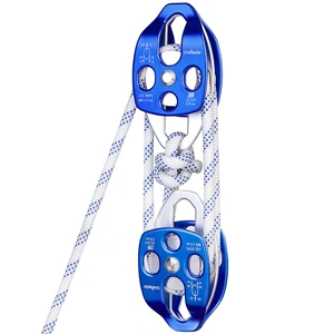 Heavy-Duty Double Block and Tackle Pulley System 100Ft x 1/2'' Rope, 7700 LB(35KN) Breaking Strength, 4:1 Lifting Ratio Ideal for Garage, Attic, and Heavy Lifting Applications Heavy-Duty Double Block and Tackle Pulley System 100Ft x 1/2'' Rope, 7700 LB(35KN) Breaking Strength, 4:1 Lifting Ratio Ideal for Garage, Attic, and Heavy Lifting Applications