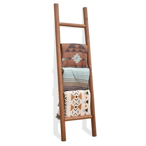 Blanket Ladder, 57in Rustic Solid Wood Decorative Ladder, Dark Brown | Farmhouse living room accent, Layered blanket towel quilt display, Visible wood grain, Bathroom and Bedroom use Blanket Ladder, 57in Rustic Solid Wood Decorative Ladder, Dark Brown | Farmhouse living room accent, Layered blanket towel quilt display, Visible wood grain, Bathroom and Bedroom use