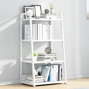 4 Tier Ladder Shelf Bookcase, 19.7" x 11.8" x 38" in, White | Stable Trapezoid Iron Frame, Fits Books Decor and Toys, Holds 20 Lbs per Shelf, Suitable for Living Room and Bedroom 4 Tier Ladder Shelf Bookcase, 19.7" x 11.8" x 38" in, White | Stable Trapezoid Iron Frame, Fits Books Decor and Toys, Holds 20 Lbs per Shelf, Suitable for Living Room and Bedroom