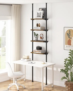 Floor to Ceiling Bookshelves, Tall Narrow Bookshelf for Small Space | 4 Height-Adjustable Wood Ladder Shelves, Ultra-Thin Display Shelves with Slim Design for Most Rooms, Fits 64-113 in Ceilings Floor to Ceiling Bookshelves, Tall Narrow Bookshelf for Small Space | 4 Height-Adjustable Wood Ladder Shelves, Ultra-Thin Display Shelves with Slim Design for Most Rooms, Fits 64-113 in Ceilings