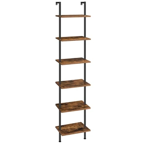 DIY Ladder Shelf, 6-Tier Wooden Wall Mounted Bookshelf, Narrow Bookcase, Display Shelf, Storage Rack, Plant Stand, for Living Room, Bedroom, Study, Balcony, Rustic Brown and Black BF651CJ01 DIY Ladder Shelf, 6-Tier Wooden Wall Mounted Bookshelf, Narrow Bookcase, Display Shelf, Storage Rack, Plant Stand, for Living Room, Bedroom, Study, Balcony, Rustic Brown and Black BF651CJ01