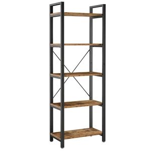 Bookshelf, 5-Tier Industrial Ladder 110 lb per Shelf, Vintage Brown | 5-tier bookshelf. Metal frame, Cross-Iron Back. Anti-tip. Industrial Bookshelves for Living Room Home Office Bookshelf, 5-Tier Industrial Ladder 110 lb per Shelf, Vintage Brown | 5-tier bookshelf. Metal frame, Cross-Iron Back. Anti-tip. Industrial Bookshelves for Living Room Home Office