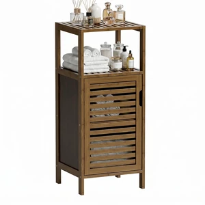 Bathroom Cabinet, Bamboo Floor Cabinet Free Standing, 4 Tier Sofa Side Storage Cupboard for Living Room Kitchen Entryway, Walnut Bathroom Cabinet, Bamboo Floor Cabinet Free Standing, 4 Tier Sofa Side Storage Cupboard for Living Room Kitchen Entryway, Walnut