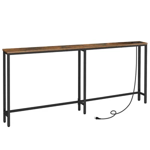 70.9" Narrow Console Table with Charging Station, 5.9" Sofa Table | Slim Behind Couch Sofa Table, 2 AC Outlets & USB-C Ports, Long Entryway Tables, for Hallway, Livingroom, Rustic Brown & Black 70.9" Narrow Console Table with Charging Station, 5.9" Sofa Table | Slim Behind Couch Sofa Table, 2 AC Outlets & USB-C Ports, Long Entryway Tables, for Hallway, Livingroom, Rustic Brown & Black