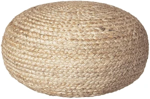 Round Pouf Ottoman Footrest, Natural Jute Woven, Boho Pouf, Bohemian Style Casual Seating for Living Room, Bedroom, Patio Decor 19"x 19"x 10.5" Round Pouf Ottoman Footrest, Natural Jute Woven, Boho Pouf, Bohemian Style Casual Seating for Living Room, Bedroom, Patio Decor 19"x 19"x 10.5"