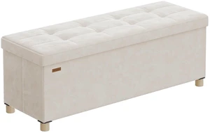 Storage Ottoman Bench with Legs, 43.3 Inches, 30 Gal. (112 L) | Bench with Legs, Velvet, for Living Room, Entryway, Cappuccino White, MELISA Collection ULSF0518W02 Storage Ottoman Bench with Legs, 43.3 Inches, 30 Gal. (112 L) | Bench with Legs, Velvet, for Living Room, Entryway, Cappuccino White, MELISA Collection ULSF0518W02