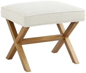 Small Ottoman Foot Rest, Mid-Century Modern X Square Polyester Foot Stool, Linen, Ivory White, 18" D x 19.8" W x 18.3" H Small Ottoman Foot Rest, Mid-Century Modern X Square Polyester Foot Stool, Linen, Ivory White, 18" D x 19.8" W x 18.3" H
