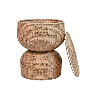SAT1000A Bhola 18" Hourglass Handwoven Hyacinth Storage Accent Table with Lid for Storage and Decoration in Bedroom, Living Room, Kitchen, Dining Room, Entryway, Guestroom, Natural SAT1000A Bhola 18" Hourglass Handwoven Hyacinth Storage Accent Table with Lid for Storage and Decoration in Bedroom, Living Room, Kitchen, Dining Room, Entryway, Guestroom, Natural