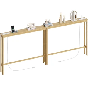 2 Pack Bamboo Console Table, 5.9'' Narrow Sofa Table Behind Couch | Slim Skinny Hallway Table with Charging Station for Entryway, Living Room, Foyer, Entrance, 5.9 x 39.4 x 31.5in, Natural 2 Pack Bamboo Console Table, 5.9'' Narrow Sofa Table Behind Couch | Slim Skinny Hallway Table with Charging Station for Entryway, Living Room, Foyer, Entrance, 5.9 x 39.4 x 31.5in, Natural