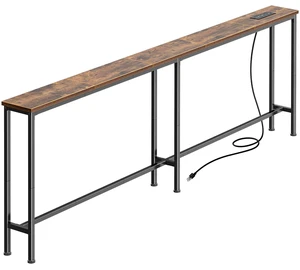 70.8 Inch Console Table, Skinny Sofa Table with Charging Station | Narrow Behind Couch Table with Outlet, for Living Room, Sofa Back,Rustic Brown 70.8 Inch Console Table, Skinny Sofa Table with Charging Station | Narrow Behind Couch Table with Outlet, for Living Room, Sofa Back,Rustic Brown