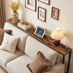 70.9'' Console Table with Power Outlet, Narrow Sofa Table with Charging Station, Skinny Behind Couch Table for Entryway, Hallway, Foyer, Living Room, Rustic Brown CTHR18E01Z1 70.9'' Console Table with Power Outlet, Narrow Sofa Table with Charging Station, Skinny Behind Couch Table for Entryway, Hallway, Foyer, Living Room, Rustic Brown CTHR18E01Z1