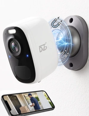 Magnetic Outdoor Security Camera: See What's Happening at Your Door | 2K Night Vision up to 60ft - Flexible Magnetic Mounting for Easy Installation Magnetic Outdoor Security Camera: See What's Happening at Your Door | 2K Night Vision up to 60ft - Flexible Magnetic Mounting for Easy Installation