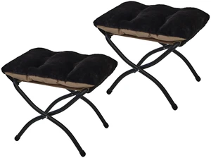 15"(H) Folding Ottoman, Set of 2, Foldable Footrest Stool, Small Foot Stool for Couch, Collapsible Foot Rest Ottoman for Sofa, Accent Padded Ottomans for Living Room, Bedroom, Black 15"(H) Folding Ottoman, Set of 2, Foldable Footrest Stool, Small Foot Stool for Couch, Collapsible Foot Rest Ottoman for Sofa, Accent Padded Ottomans for Living Room, Bedroom, Black