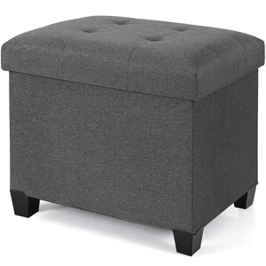 Ottoman with Storage, Rectangular Storage Ottoman, Linen Ottomans with Legs for Living Room Bedroom Dorm, 23.6" D x 17.7" W x 19.9" H, Grey Ottoman with Storage, Rectangular Storage Ottoman, Linen Ottomans with Legs for Living Room Bedroom Dorm, 23.6" D x 17.7" W x 19.9" H, Grey