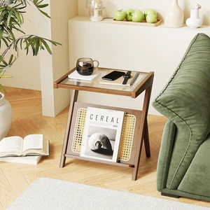 Rattan Side Table Boho NightStand Mid Century Modern End Table | Glass Bedside Table Small End Tables Bamboo Coffee Table with Storage Record Player Stand for Living Room Bedroom Rattan Side Table Boho NightStand Mid Century Modern End Table | Glass Bedside Table Small End Tables Bamboo Coffee Table with Storage Record Player Stand for Living Room Bedroom