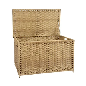 Wicker Storage Trunk, Large Storage Basket with Lid,Rural Natural | Handwoven Wicker Chest with Stay-Open Lid, 30 x 17 x 18 in, 160L42.3 GallonMetal Frame, Easy to Assemble, Supports 200lb Wicker Storage Trunk, Large Storage Basket with Lid,Rural Natural | Handwoven Wicker Chest with Stay-Open Lid, 30 x 17 x 18 in, 160L42.3 GallonMetal Frame, Easy to Assemble, Supports 200lb