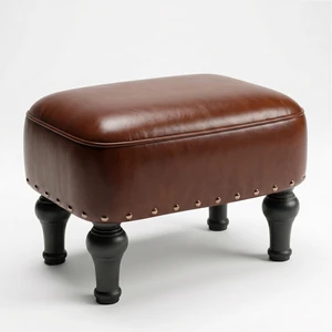 Ottoman Leather Footrest,Vintage Footstool,Thickened Foam Upholstered Seat,Wooden Leg Foot Rest,Under Desk Shoe Bench Small Bench for Living Room Dining Room(Bronw) Ottoman Leather Footrest,Vintage Footstool,Thickened Foam Upholstered Seat,Wooden Leg Foot Rest,Under Desk Shoe Bench Small Bench for Living Room Dining Room(Bronw)
