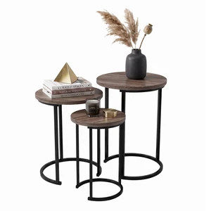 Round Nesting Tables Set of 3, Woodgrain-Look Top, Gray-Brown | 24.7H / 22.3H / 20H Modern Side Tables, Space Saving Accent Table Set, for Living Room, Bedroom, Dorm or Home Office Round Nesting Tables Set of 3, Woodgrain-Look Top, Gray-Brown | 24.7H / 22.3H / 20H Modern Side Tables, Space Saving Accent Table Set, for Living Room, Bedroom, Dorm or Home Office