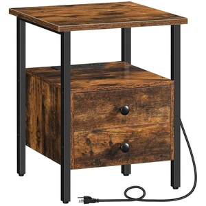 End Table with Charging Station, Bedside Table with Drawers | USB Port & Type-C Port, Nightstand for Small Spaces, Stable and Sturdy, for Living Room, Bedroom, Rustic Brown BF43UBZ01 End Table with Charging Station, Bedside Table with Drawers | USB Port & Type-C Port, Nightstand for Small Spaces, Stable and Sturdy, for Living Room, Bedroom, Rustic Brown BF43UBZ01