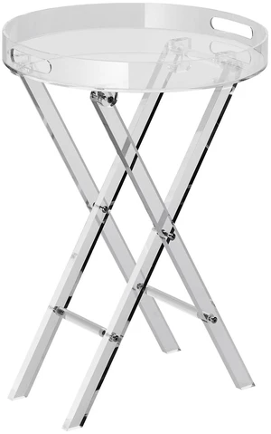 Acrylic Folding Tray Table, Acrylic End Table with Folding X Leg, Clear Acrylic Side Table for Coffee, Drink, Food, Snack for Living Room & Bedroom Acrylic Folding Tray Table, Acrylic End Table with Folding X Leg, Clear Acrylic Side Table for Coffee, Drink, Food, Snack for Living Room & Bedroom
